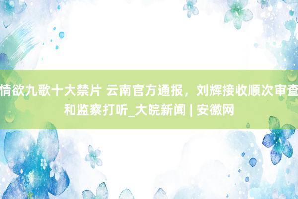 情欲九歌十大禁片 云南官方通报，刘辉接收顺次审查和监察打听_大皖新闻 | 安徽网