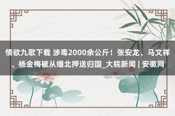 情欲九歌下载 涉毒2000余公斤！张安龙、马文祥、杨金梅被从缅北押送归国_大皖新闻 | 安徽网