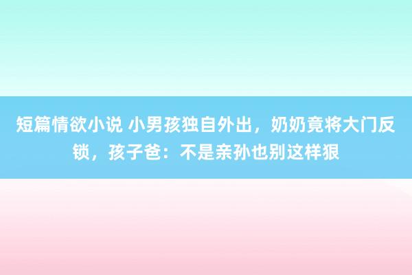 短篇情欲小说 小男孩独自外出，奶奶竟将大门反锁，孩子爸：不是亲孙也别这样狠