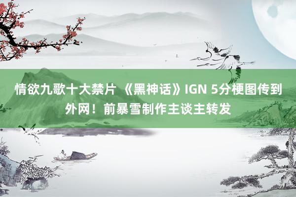 情欲九歌十大禁片 《黑神话》IGN 5分梗图传到外网！前暴雪制作主谈主转发