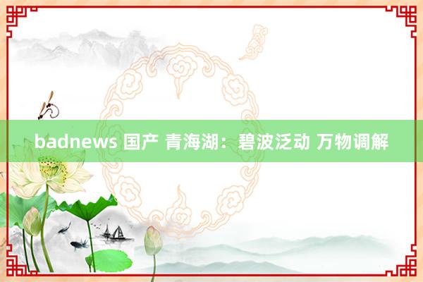 badnews 国产 青海湖：碧波泛动 万物调解