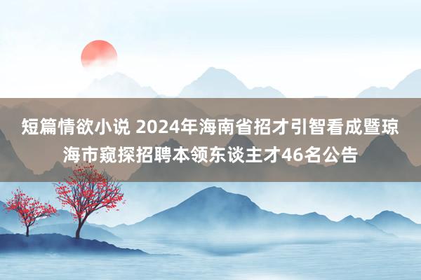 短篇情欲小说 2024年海南省招才引智看成暨琼海市窥探招聘本领东谈主才46名公告