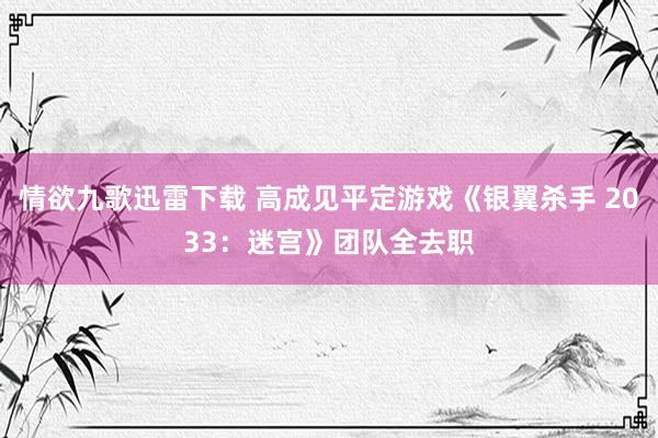 情欲九歌迅雷下载 高成见平定游戏《银翼杀手 2033：迷宫》团队全去职